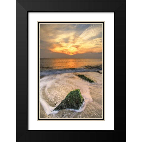 New Jersey, Cape May Scenic on Cape May Beach Black Modern Wood Framed Art Print with Double Matting by OBrien, Jay