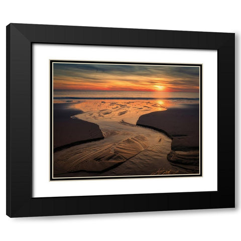 USA-New Jersey-Cape May National Seashore-Sunset on ocean shore Black Modern Wood Framed Art Print with Double Matting by Jaynes Gallery