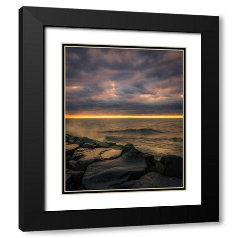 USA-New Jersey-Cape May National Seashore-Sunset on ocean shore Black Modern Wood Framed Art Print with Double Matting by Jaynes Gallery