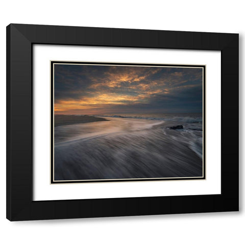USA-New Jersey-Cape May National Seashore Sunset on ocean and beach scenic Black Modern Wood Framed Art Print with Double Matting by Jaynes Gallery