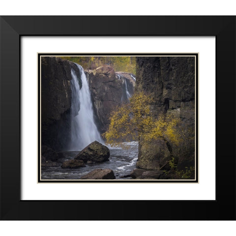 USA-New Jersey-Great Falls State Park Waterfall and tree in autumn Black Modern Wood Framed Art Print with Double Matting by Jaynes Gallery