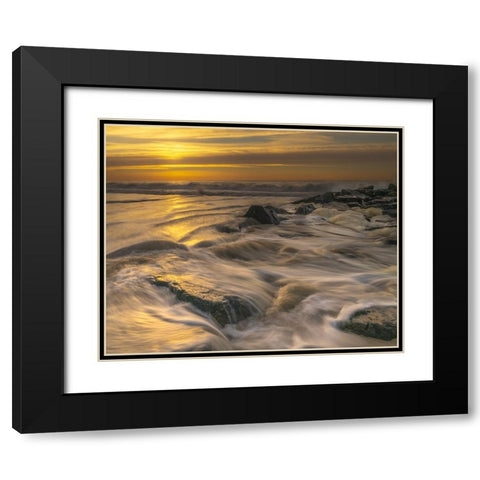 USA-New Jersey-Cape May National Seashore Sunrise on ocean shore Black Modern Wood Framed Art Print with Double Matting by Jaynes Gallery