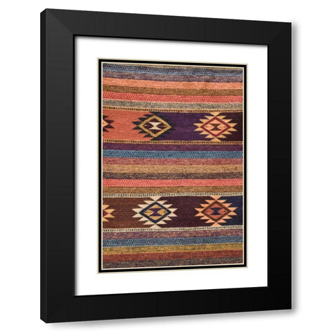 New Mexico, Madrid Detail in colorful woven rug Black Modern Wood Framed Art Print with Double Matting by Ross, Nancy ,  Steve