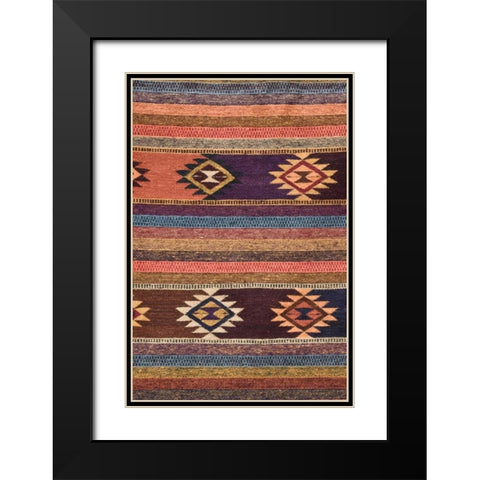 New Mexico, Madrid Detail in colorful woven rug Black Modern Wood Framed Art Print with Double Matting by Ross, Nancy ,  Steve