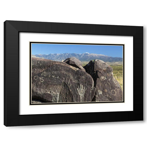 New Mexico, Three Rivers Petroglyph etchings Black Modern Wood Framed Art Print with Double Matting by Paulson, Don