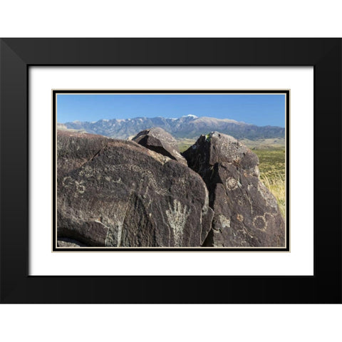 New Mexico, Three Rivers Petroglyph etchings Black Modern Wood Framed Art Print with Double Matting by Paulson, Don