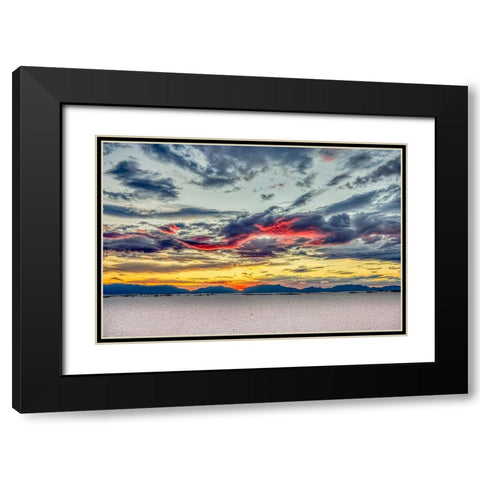 USA- New Mexico- White Sands National Park. Sunset over desert and San Andres Mountains. Black Modern Wood Framed Art Print with Double Matting by Jaynes Gallery