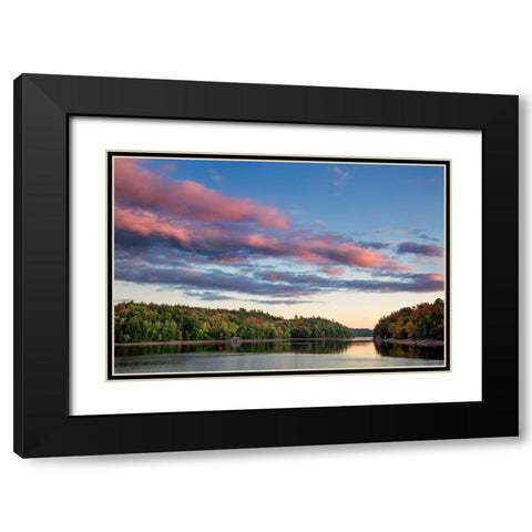 USA-New York-Adirondacks Autumn sunset on Indian Lake Black Modern Wood Framed Art Print with Double Matting by Collins, Ann