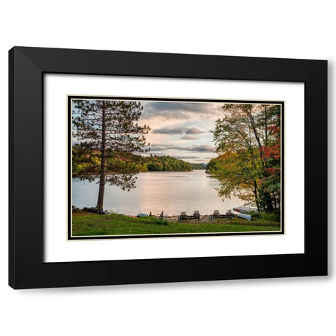 USA-New York-Adirondacks End of the season at private beach on Indian Lake Black Modern Wood Framed Art Print with Double Matting by Collins, Ann
