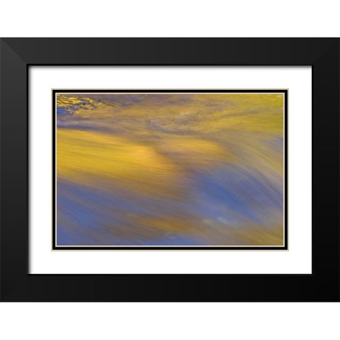 NY, Inlet Autumn reflection on flowing water Black Modern Wood Framed Art Print with Double Matting by OBrien, Jay