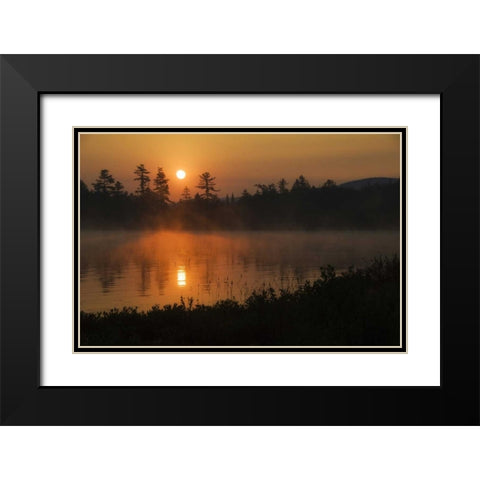 NY, Adirondack Mts Sunrise over Raquette Lake Black Modern Wood Framed Art Print with Double Matting by Rotenberg, Nancy