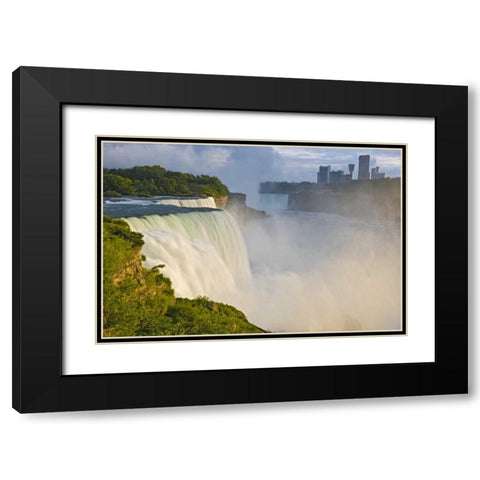 NY, Niagara Falls American Falls in foreground Black Modern Wood Framed Art Print with Double Matting by Lord, Fred