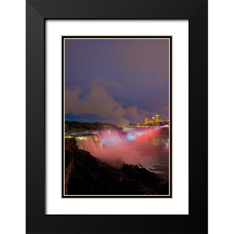 NY, Niagara Falls Waterfalls and mist at dusk Black Modern Wood Framed Art Print with Double Matting by Lord, Fred