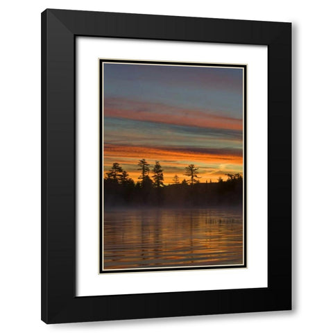 New York, Adirondack Mts, Autumn on Raquette Lake Black Modern Wood Framed Art Print with Double Matting by Rotenberg, Nancy