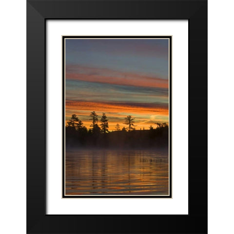 New York, Adirondack Mts, Autumn on Raquette Lake Black Modern Wood Framed Art Print with Double Matting by Rotenberg, Nancy