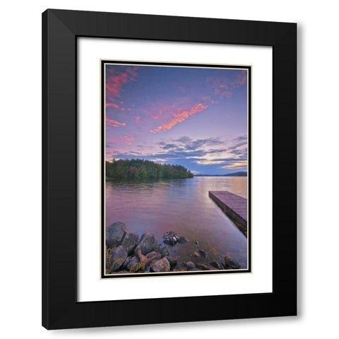 New York, Inlet Pier walkway into Seventh Lake Black Modern Wood Framed Art Print with Double Matting by OBrien, Jay