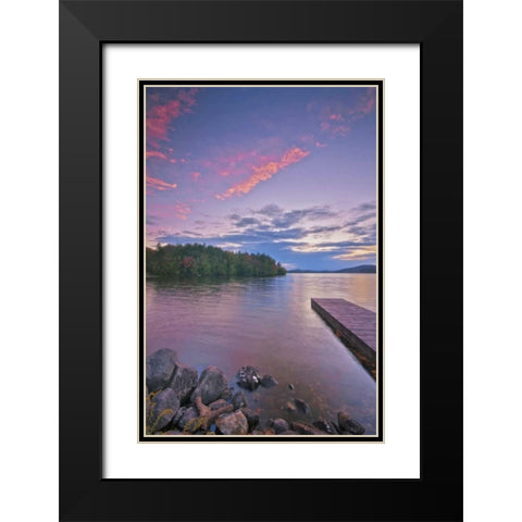 New York, Inlet Pier walkway into Seventh Lake Black Modern Wood Framed Art Print with Double Matting by OBrien, Jay