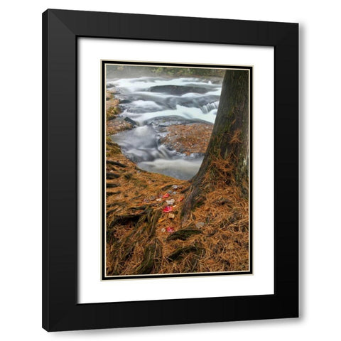 USA, New York, Inlet Mist over rushing stream Black Modern Wood Framed Art Print with Double Matting by OBrien, Jay