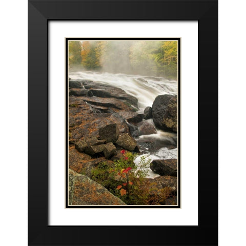 USA, New York, Inlet Mist over rushing stream Black Modern Wood Framed Art Print with Double Matting by OBrien, Jay