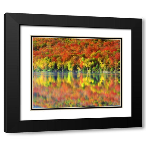 NY, Adirondack Mts Autumn reflects in Heart Lake Black Modern Wood Framed Art Print with Double Matting by Talbot Frank, Christopher