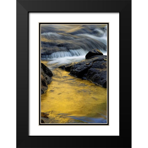 NY, Adirondack Mts Stream at Buttermilk Falls Black Modern Wood Framed Art Print with Double Matting by OBrien, Jay