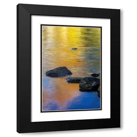 NY, Adirondack Mts Autumn at Buttermilk Falls Black Modern Wood Framed Art Print with Double Matting by OBrien, Jay