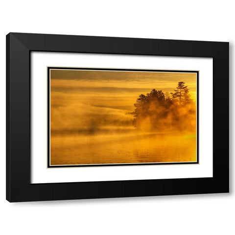 New York, Adirondack Mts Mist on Raquette Lake Black Modern Wood Framed Art Print with Double Matting by OBrien, Jay