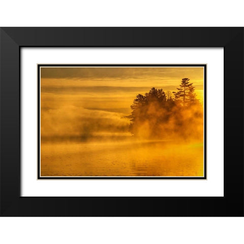 New York, Adirondack Mts Mist on Raquette Lake Black Modern Wood Framed Art Print with Double Matting by OBrien, Jay