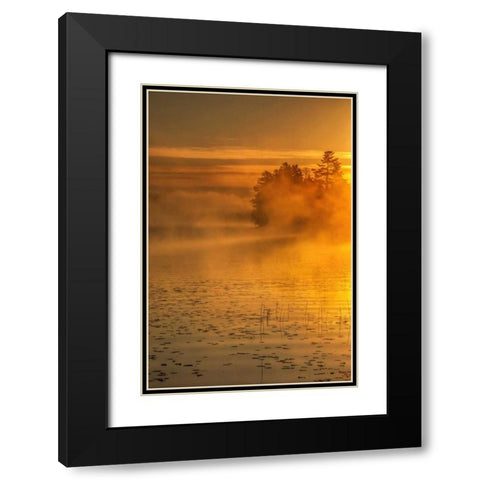 New York, Adirondack Mts Mist on Raquette Lake Black Modern Wood Framed Art Print with Double Matting by OBrien, Jay
