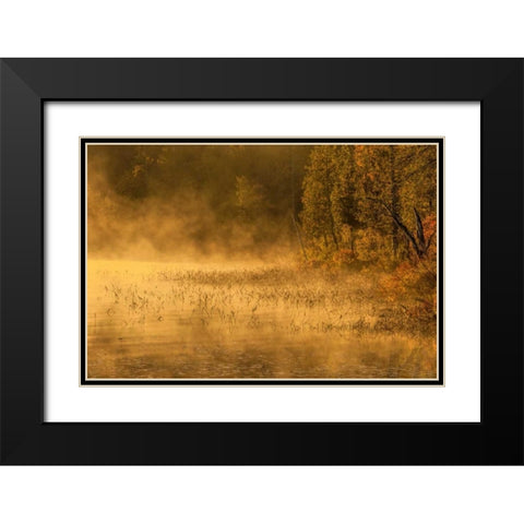 New York, Adirondack Mts Mist on Raquette Lake Black Modern Wood Framed Art Print with Double Matting by OBrien, Jay
