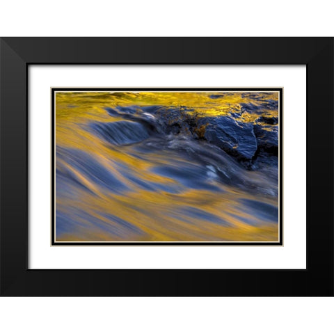 NY, Adirondacks Flowing water on Raquette Lake Black Modern Wood Framed Art Print with Double Matting by OBrien, Jay