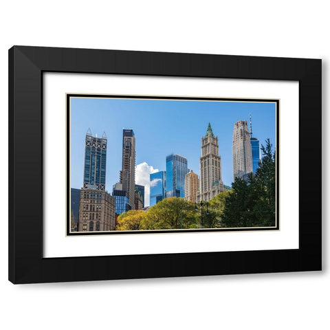 Manhattan-New York-USA Skyscrapers of Lower Manhattan Black Modern Wood Framed Art Print with Double Matting by Wilson, Emily M.