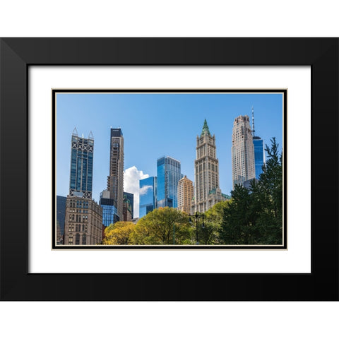 Manhattan-New York-USA Skyscrapers of Lower Manhattan Black Modern Wood Framed Art Print with Double Matting by Wilson, Emily M.