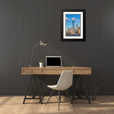 Manhattan-New York-USA One World Trade Center and the Lower Manhattan skyline Black Modern Wood Framed Art Print with Double Matting by Wilson, Emily M.