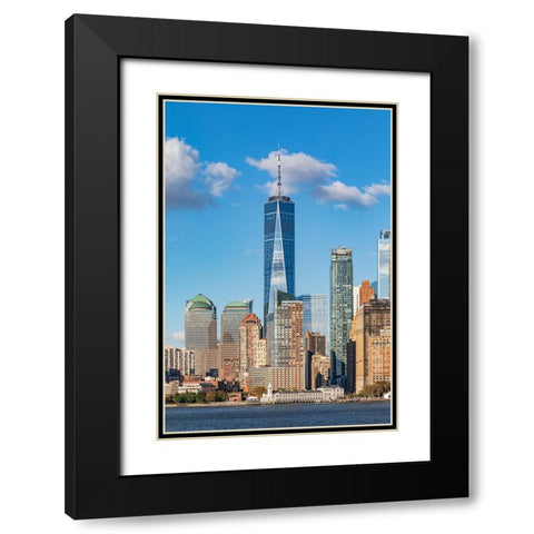 Manhattan-New York-USA One World Trade Center and the Lower Manhattan skyline Black Modern Wood Framed Art Print with Double Matting by Wilson, Emily M.