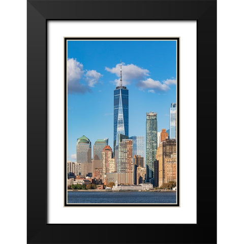 Manhattan-New York-USA One World Trade Center and the Lower Manhattan skyline Black Modern Wood Framed Art Print with Double Matting by Wilson, Emily M.