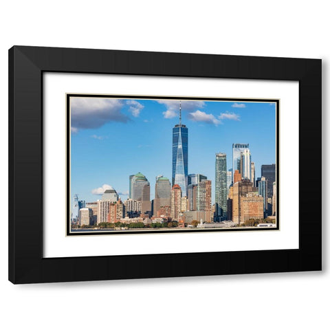 Manhattan-New York-USA The Lower Manhattan skyline Black Modern Wood Framed Art Print with Double Matting by Wilson, Emily M.