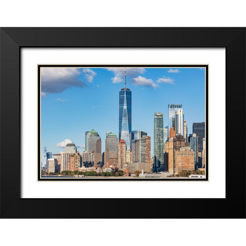 Manhattan-New York-USA The Lower Manhattan skyline Black Modern Wood Framed Art Print with Double Matting by Wilson, Emily M.