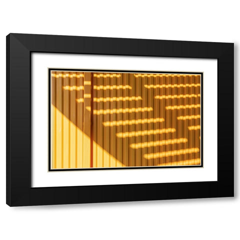 Coney Island-Brooklyn-New York-USA Striped shadows on a yellow building Black Modern Wood Framed Art Print with Double Matting by Wilson, Emily M.