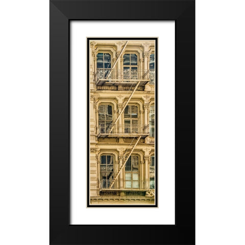 USA-New York Windows and fire escapes Black Modern Wood Framed Art Print with Double Matting by Looney, Hollice