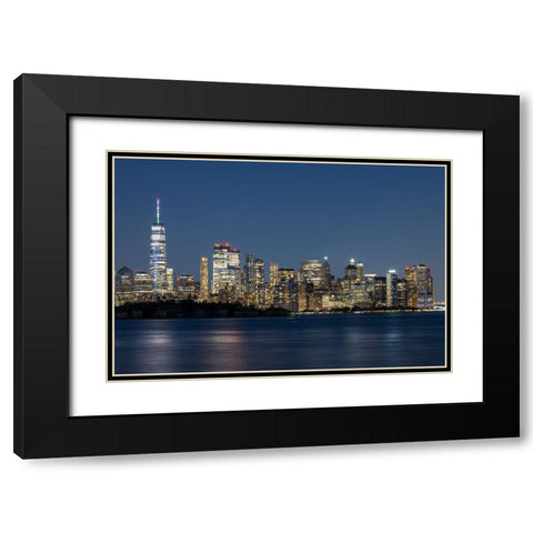 USA-New York New York City skyline at night Black Modern Wood Framed Art Print with Double Matting by Looney, Hollice