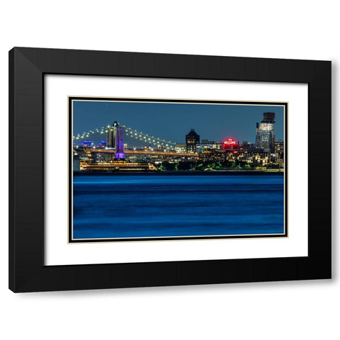USA-New York New York City skyline at night Black Modern Wood Framed Art Print with Double Matting by Looney, Hollice