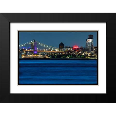 USA-New York New York City skyline at night Black Modern Wood Framed Art Print with Double Matting by Looney, Hollice