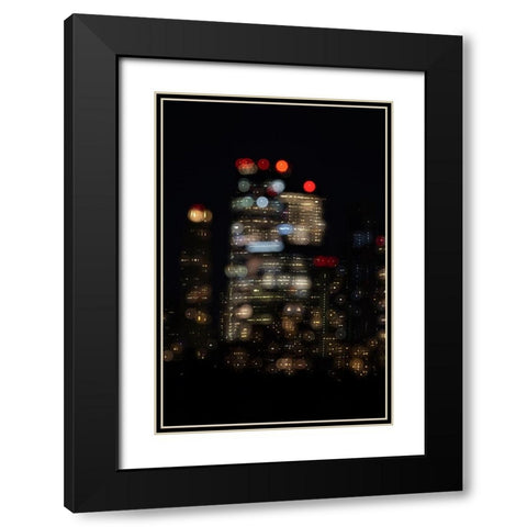 USA-New York New York City skyline at night double exposure Black Modern Wood Framed Art Print with Double Matting by Looney, Hollice
