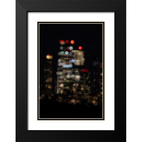 USA-New York New York City skyline at night double exposure Black Modern Wood Framed Art Print with Double Matting by Looney, Hollice