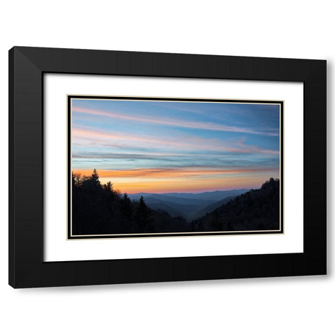 Sunrise-Oconaluftee River Valley-Great Smoky Mountains National Park-North Carolina Black Modern Wood Framed Art Print with Double Matting by Jones, Adam