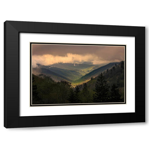 Sunrise view of Oconaluftee Valley-Great Smoky Mountains National Park-North Carolina Black Modern Wood Framed Art Print with Double Matting by Jones, Adam