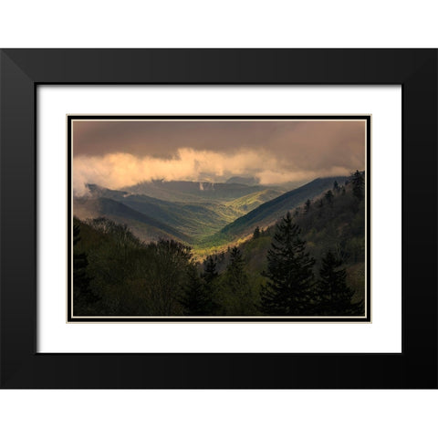Sunrise view of Oconaluftee Valley-Great Smoky Mountains National Park-North Carolina Black Modern Wood Framed Art Print with Double Matting by Jones, Adam