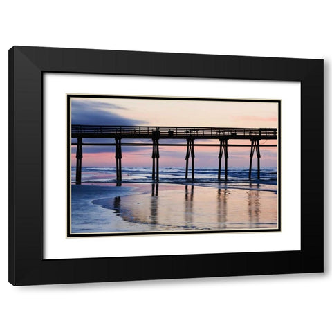 USA, North Carolina Sunset Beach pier at sunrise Black Modern Wood Framed Art Print with Double Matting by Flaherty, Dennis