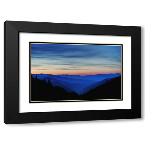 North Carolina Sunrise in the Great Smoky Mts Black Modern Wood Framed Art Print with Double Matting by Flaherty, Dennis